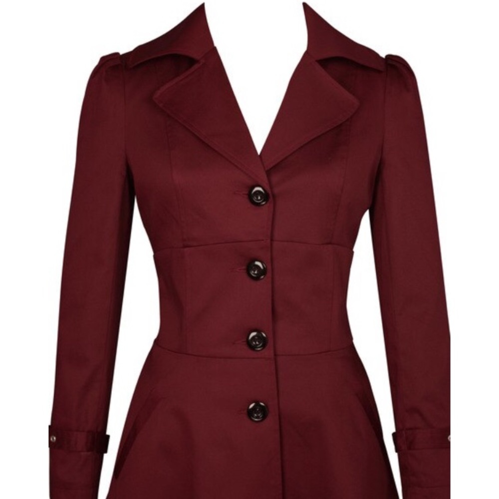 🍷 Lace Up Ruffled Jacket Burgundy🍷 - Picture 4 of 8